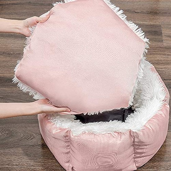 Cute Waterproof Winter Warm Cat Bed Plush Soft Pet Dog Round Nest